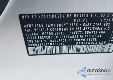 2016 Volkswagen Jetta 1.4T Se from USA, damaged, VIN 3VWD67AJ5GM265243